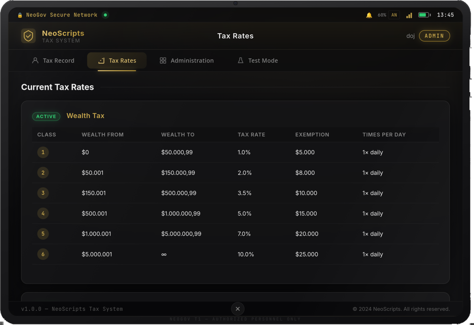 NeoScripts Tax System