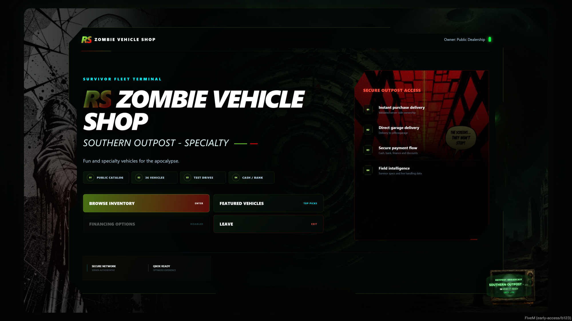 Zombie Vehicle Sales Dealership Management system for apocalypse RP