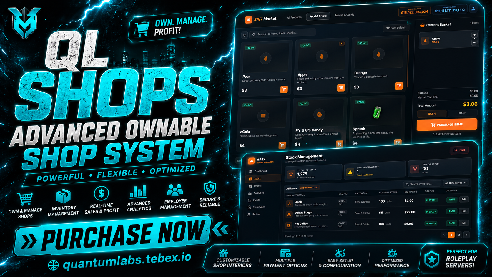 QL Shops - Advanced Ownable Shop System | STANDALONE | ESX/QBCore/QBox