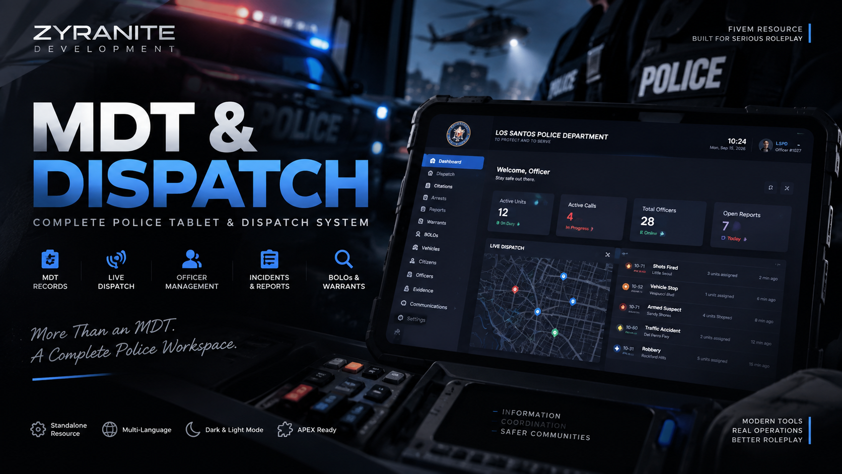 Zyranite MDT & Dispatch | Complete Police Tablet & Dispatch System