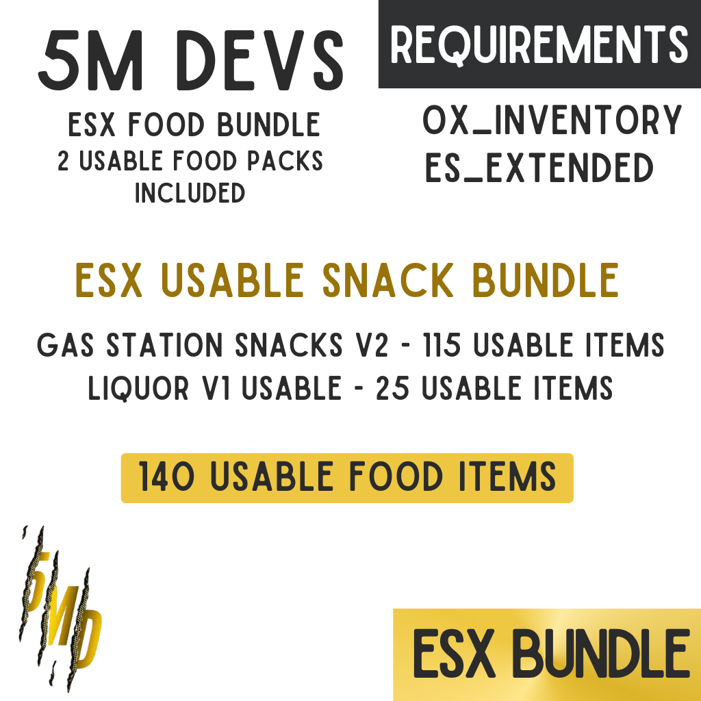 ESX USABLE SNACK & LIQUOR BUNDLE - ESX - 5M Devs by Lex420