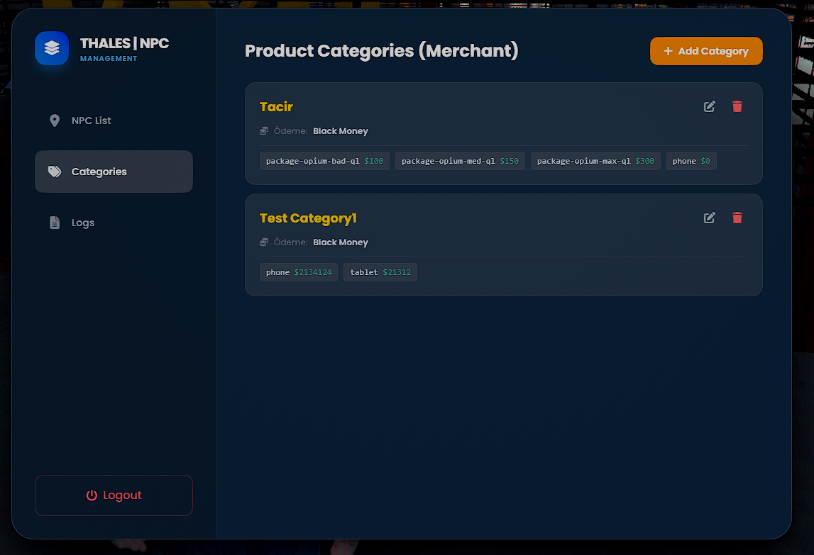 THALES - JOBNPC | CUSTOMİZABLE | QB/ESX | FiveM Script