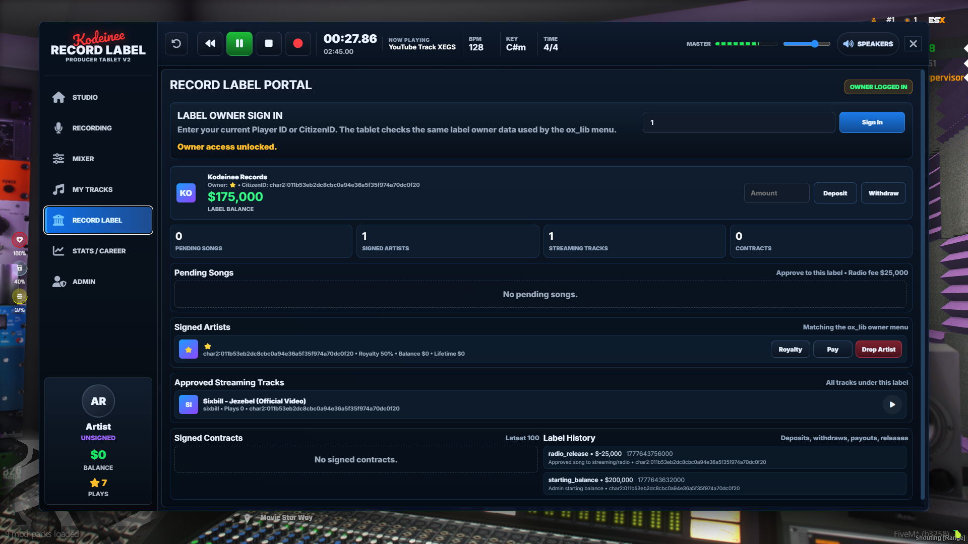 Bandlab Tablet + Record Label Script V2 [ESX/QB/QBOX]
