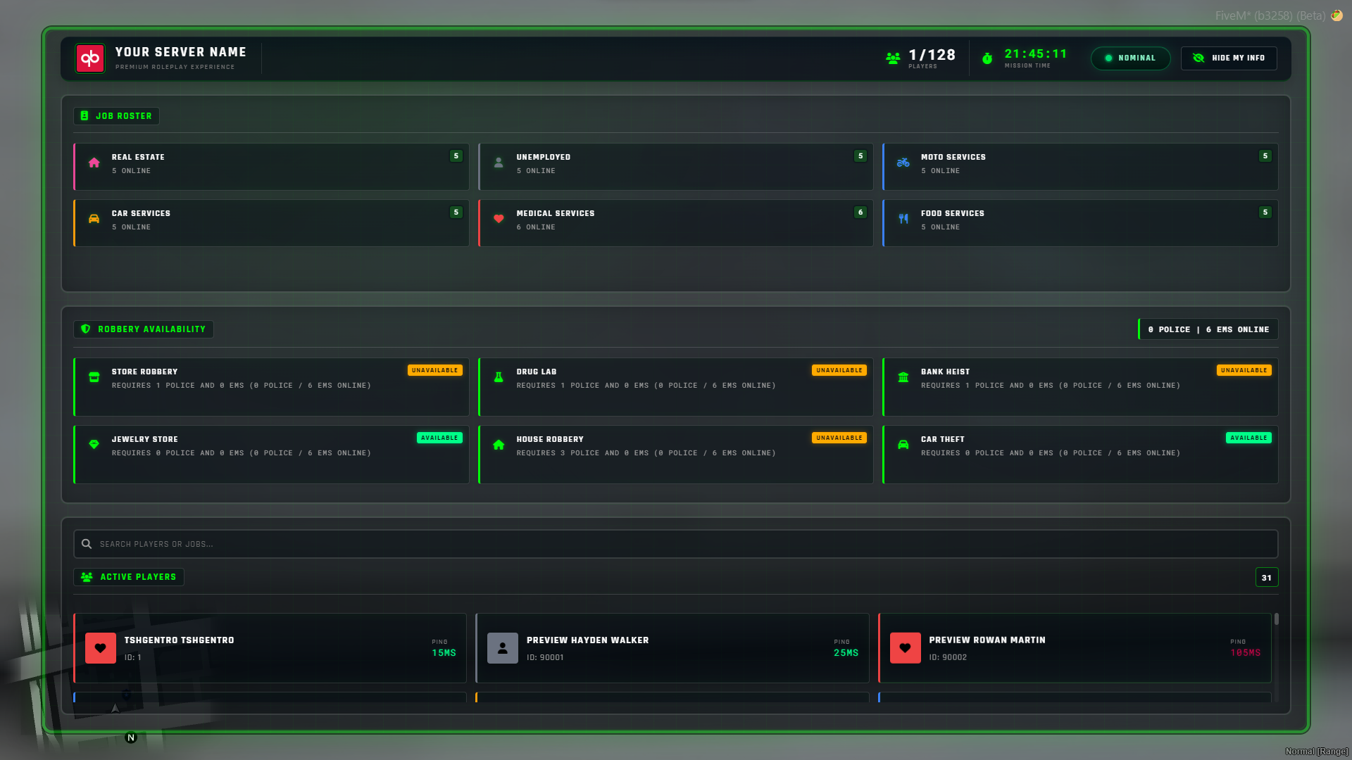 FiveM Scoreboard - Tshentro Scoreboard V4 Premium Edition