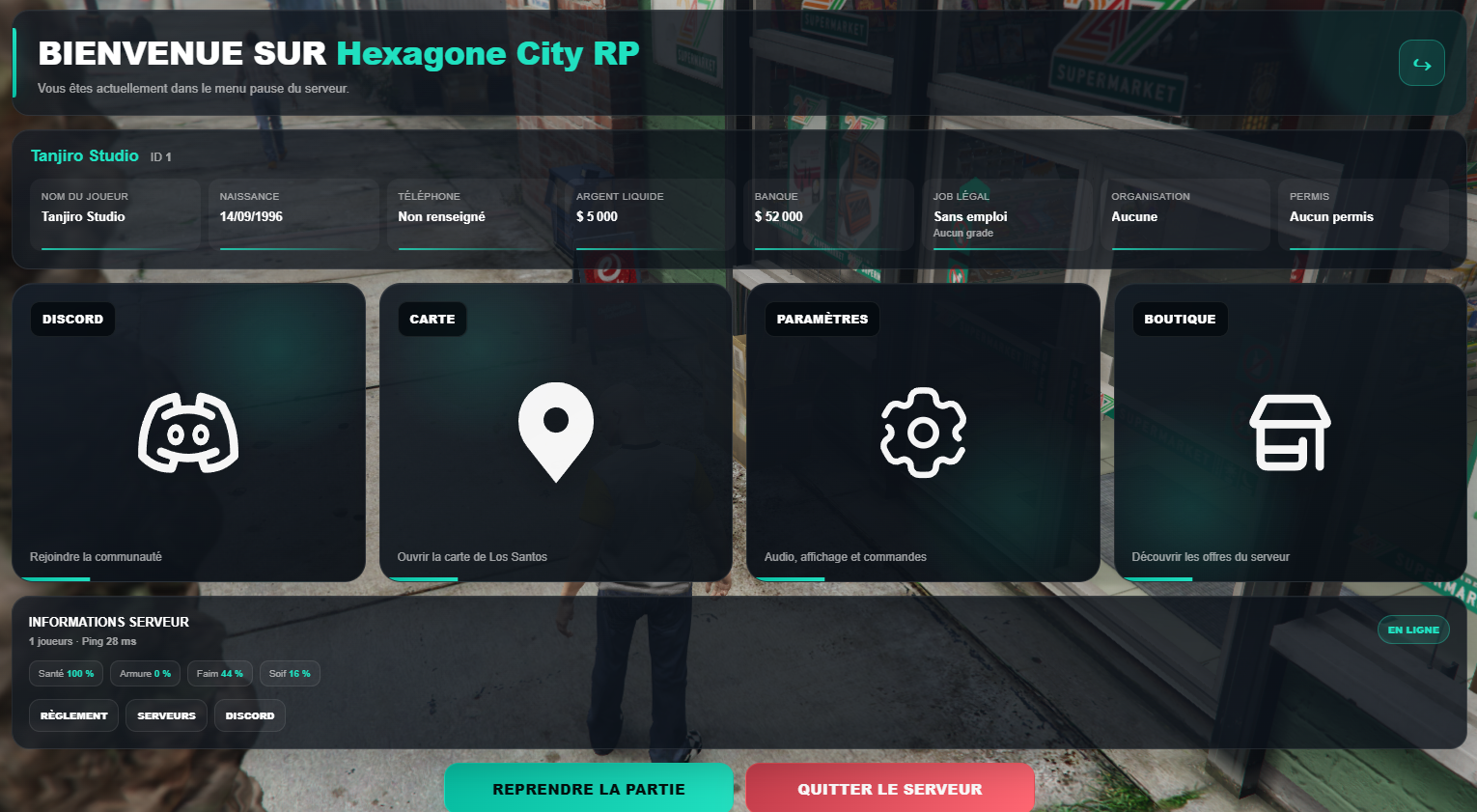 🚀 Menu Pause FiveM | Interface NUI Ultra Moderne