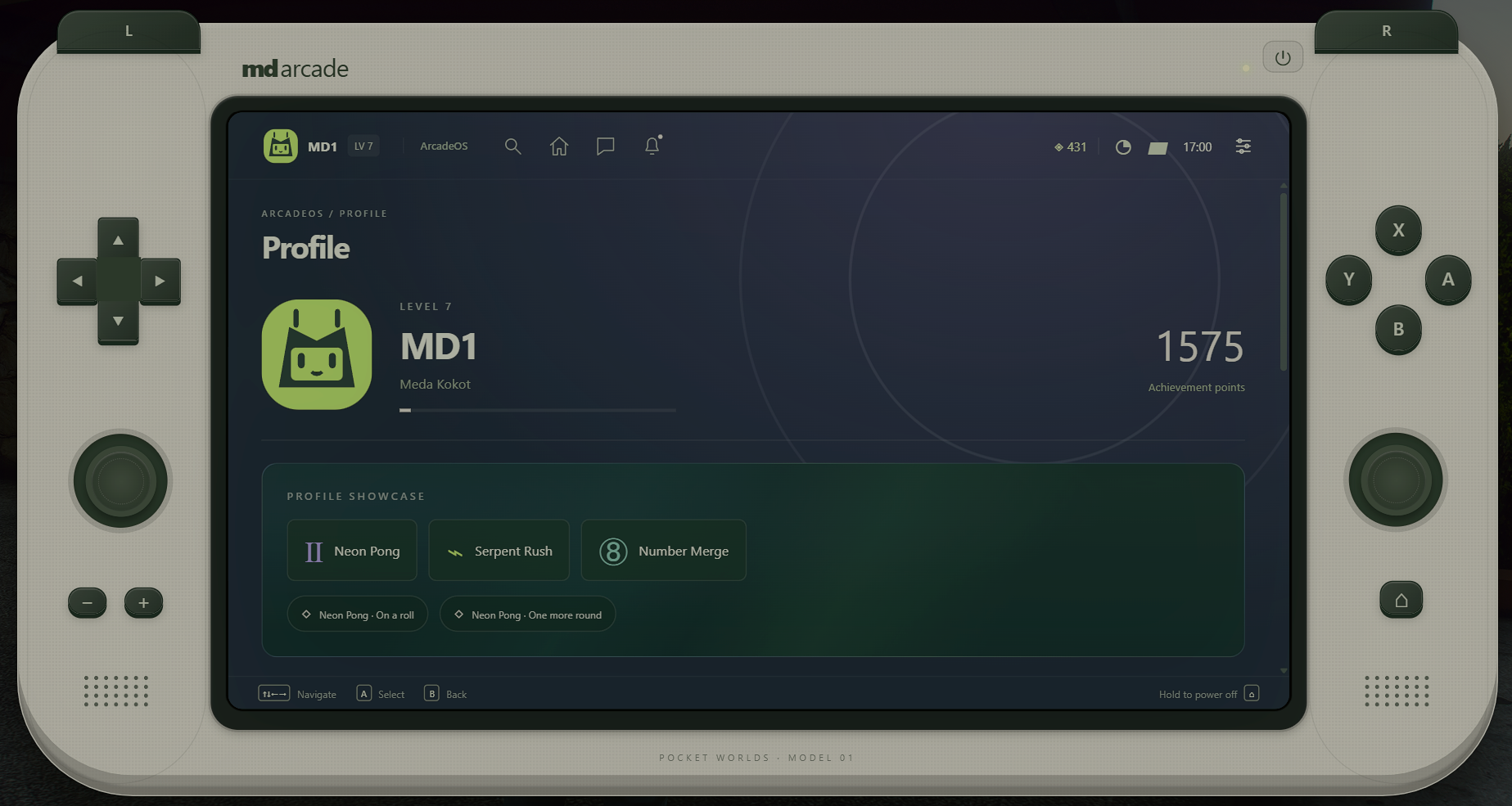 MD Arcade | Handheld console with 20+ games, multiplayer mode, seasons and custom operating system