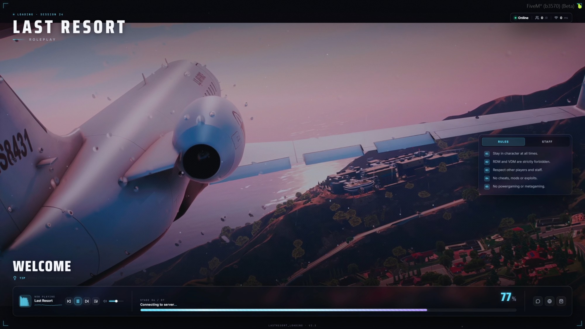 [FREE] LastResort Loading Screen — GTA VI Inspired, Video & Music [ESX/QBCore/Qbox/vRP/Standalone]
