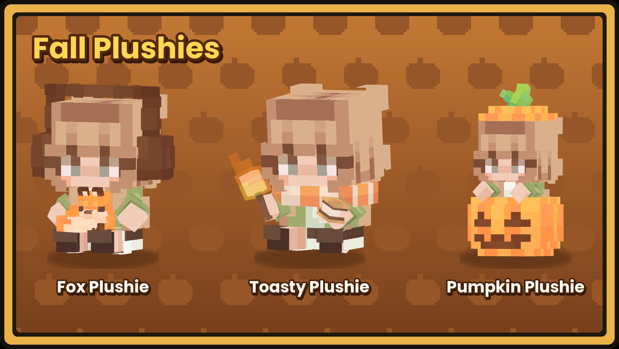 Fall Plushies — Fox, Toasty and Pumpkin