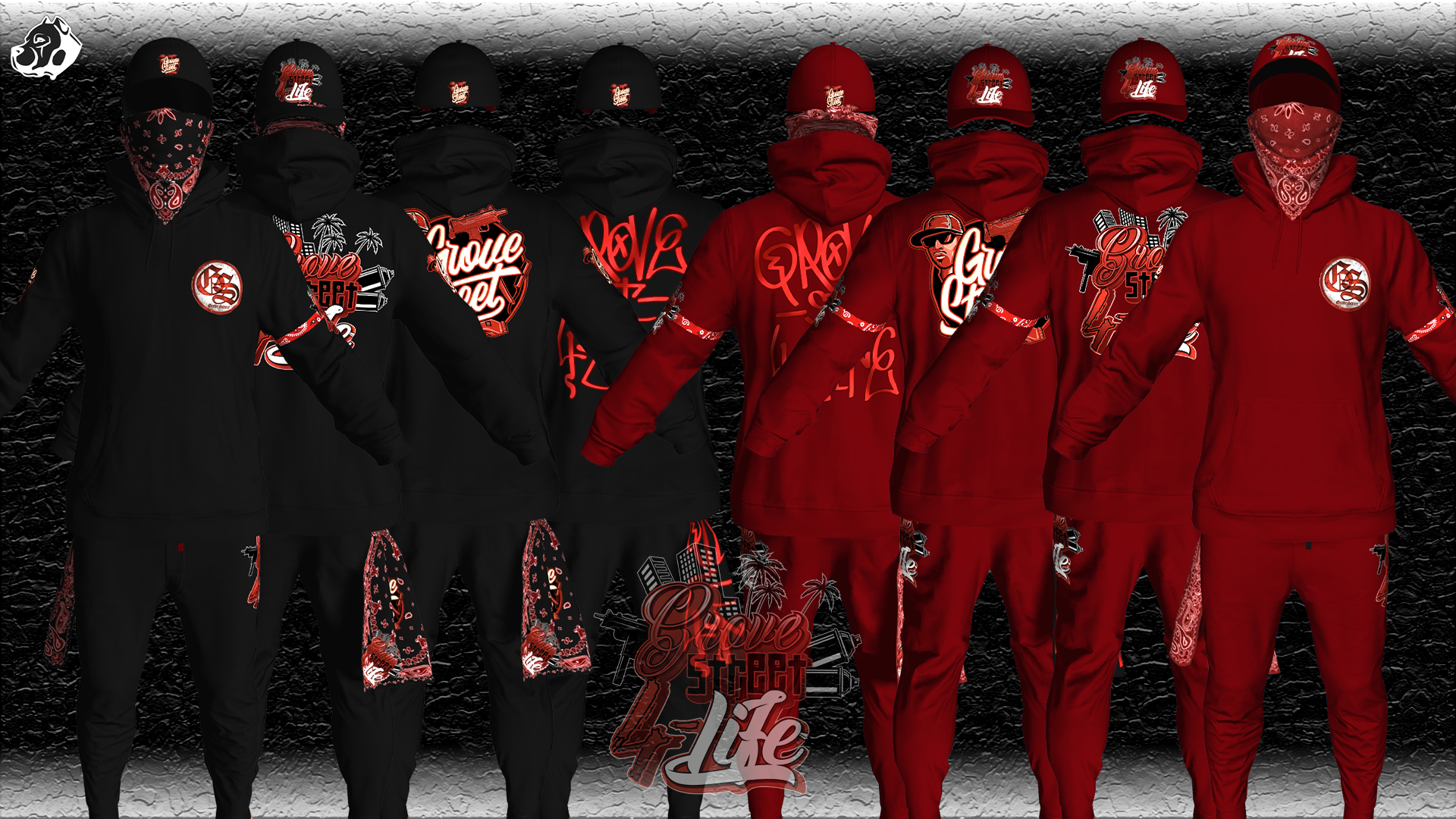 Grove Street Hoodie Red Bundle | FiveM Gang Clothing