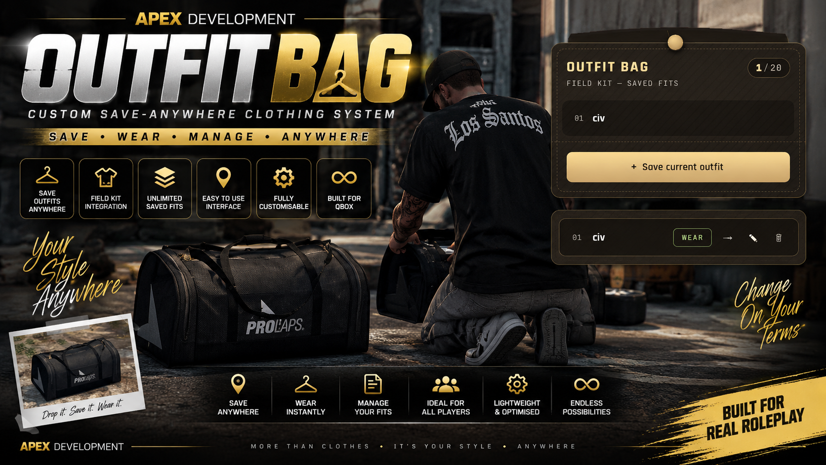 OUTFIT BAG — Custom Save-Anywhere Clothing System