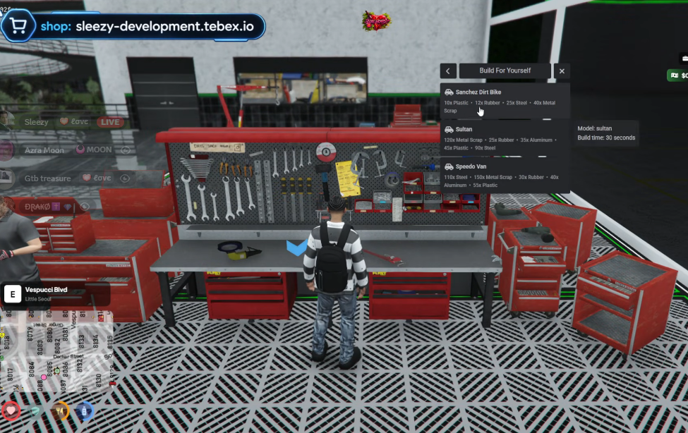 Sleezy Development • Advanced Vehicle Crafting System (QBCore & QBOX)