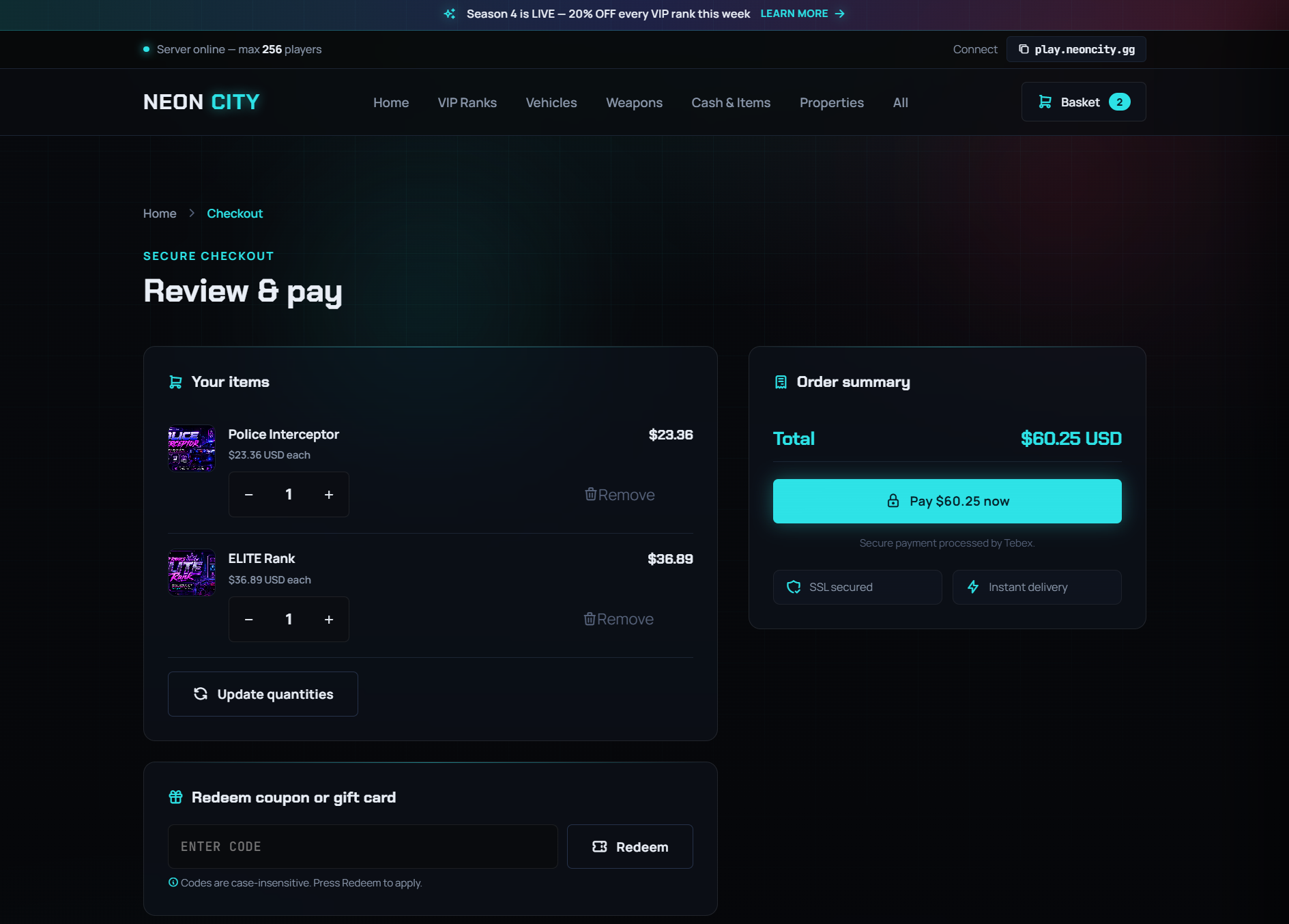 NEON CITY - Premium TEBEX theme