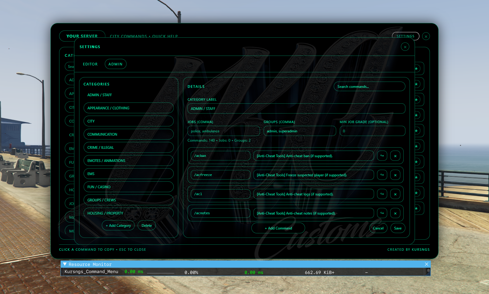 Command Menu (ESX)
