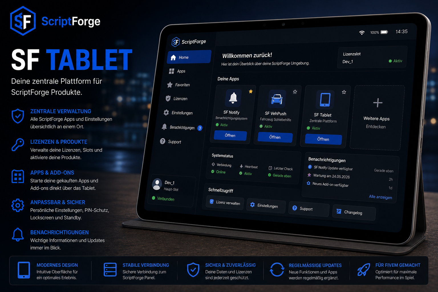 SF Tablet – Zentrale ScriptForge-Plattform für FiveM