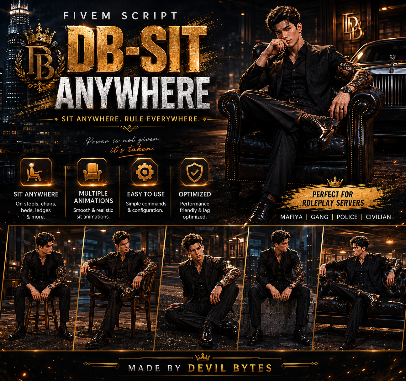 DB-SIT Anywhere | Premium FiveM Sitting Script