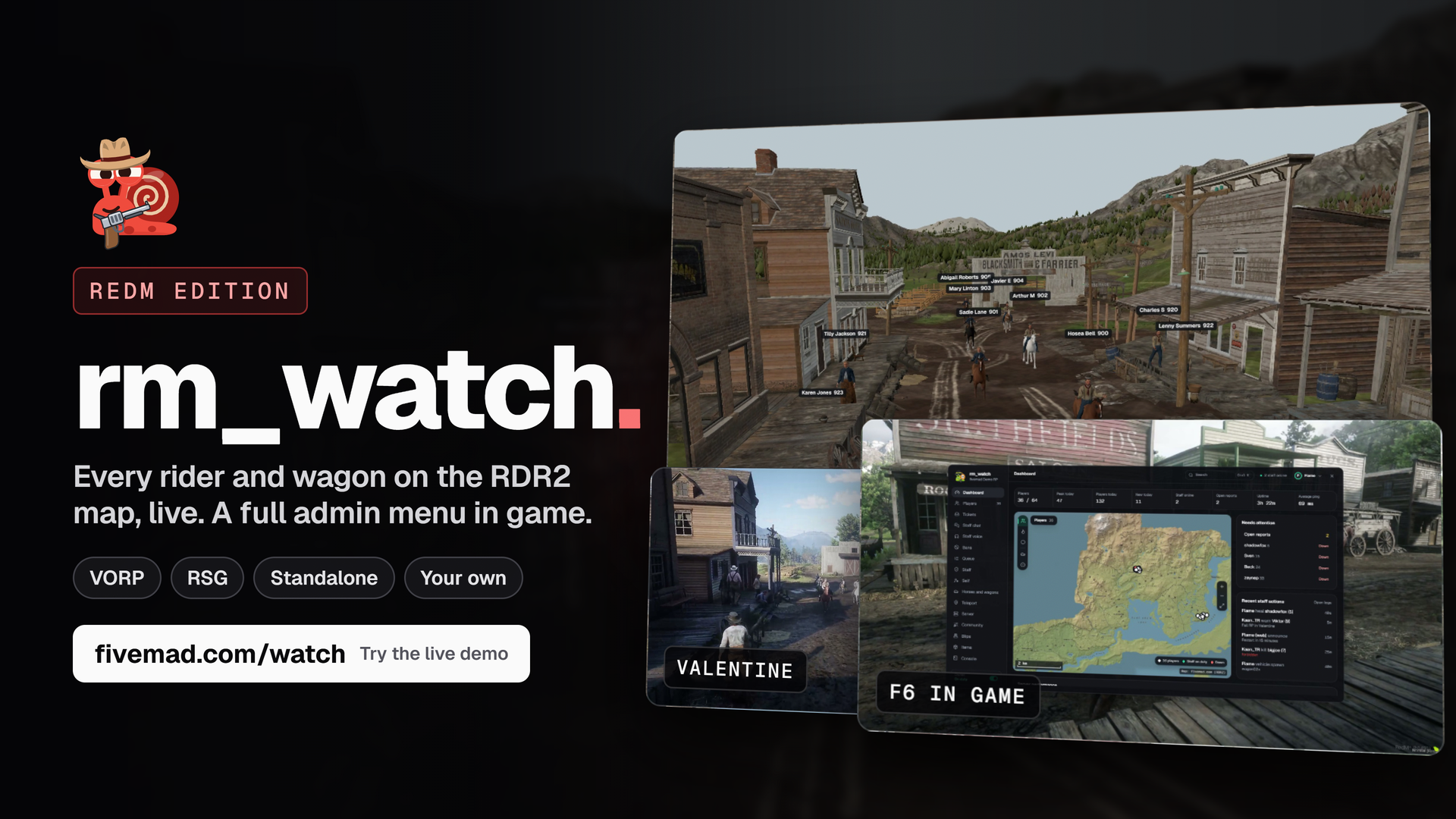 Watch your server live - rm_watch Admin Menu [RedM]