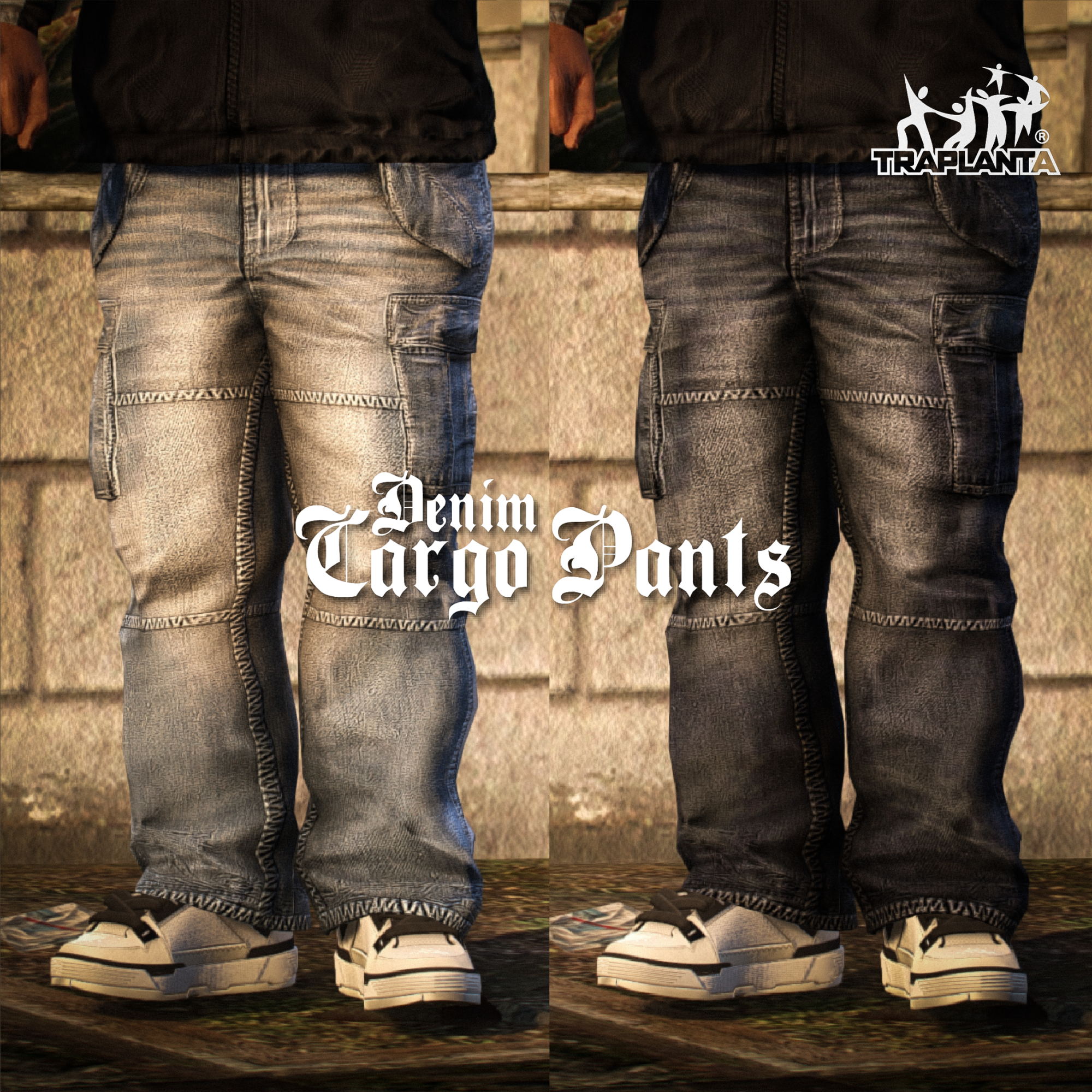 DENIM CARGO PANTS
