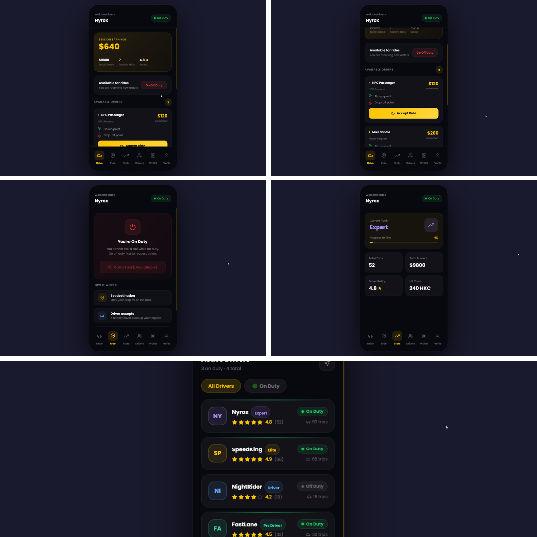 RD Taxi V2 - Advanced Taxi App UI