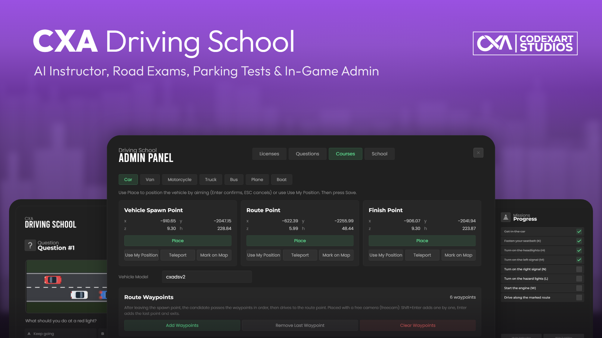 CXA Driving School Script Escrow
