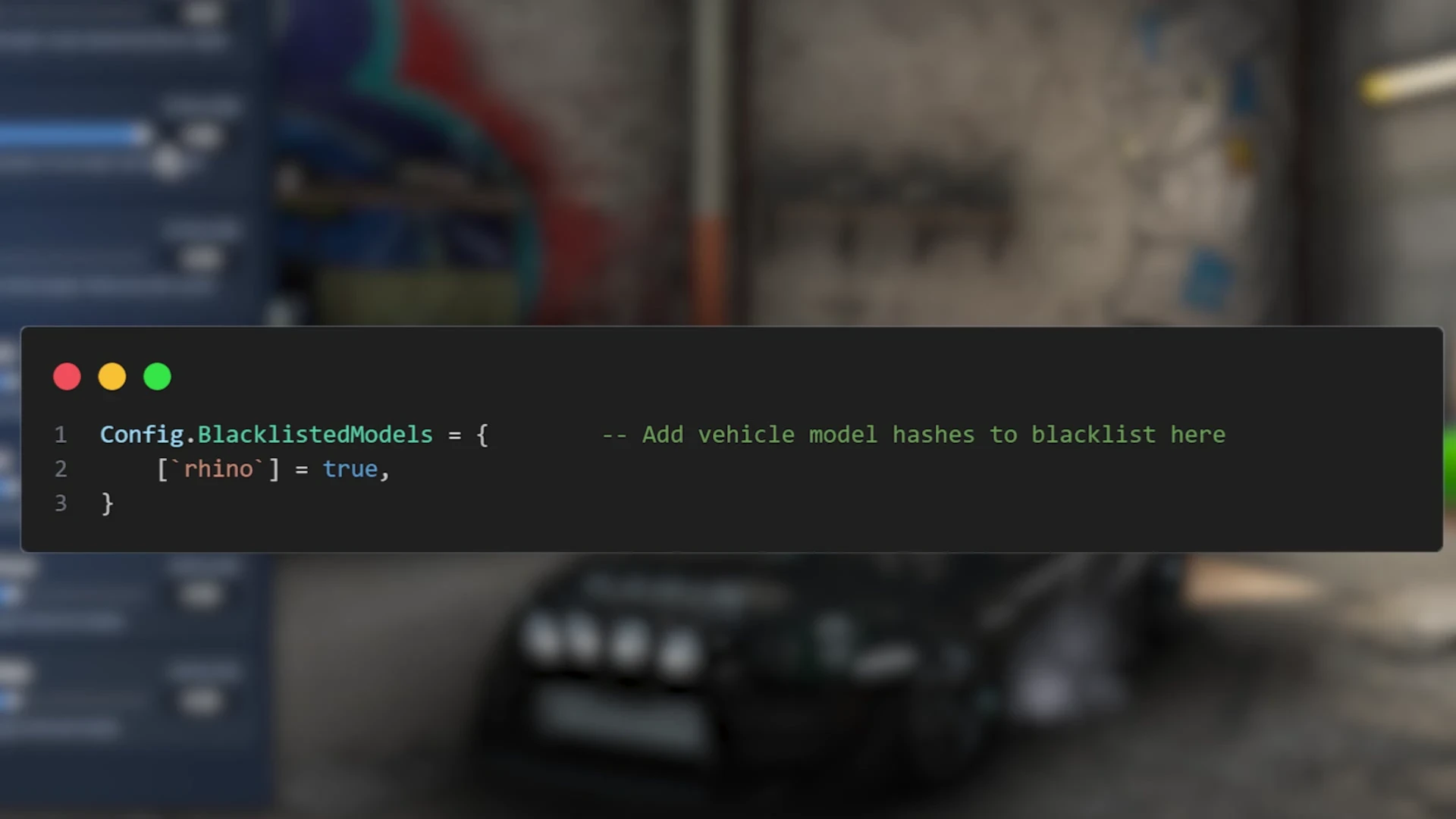 Config.BlacklistedModels vehicle blacklist in the FiveM stancer script