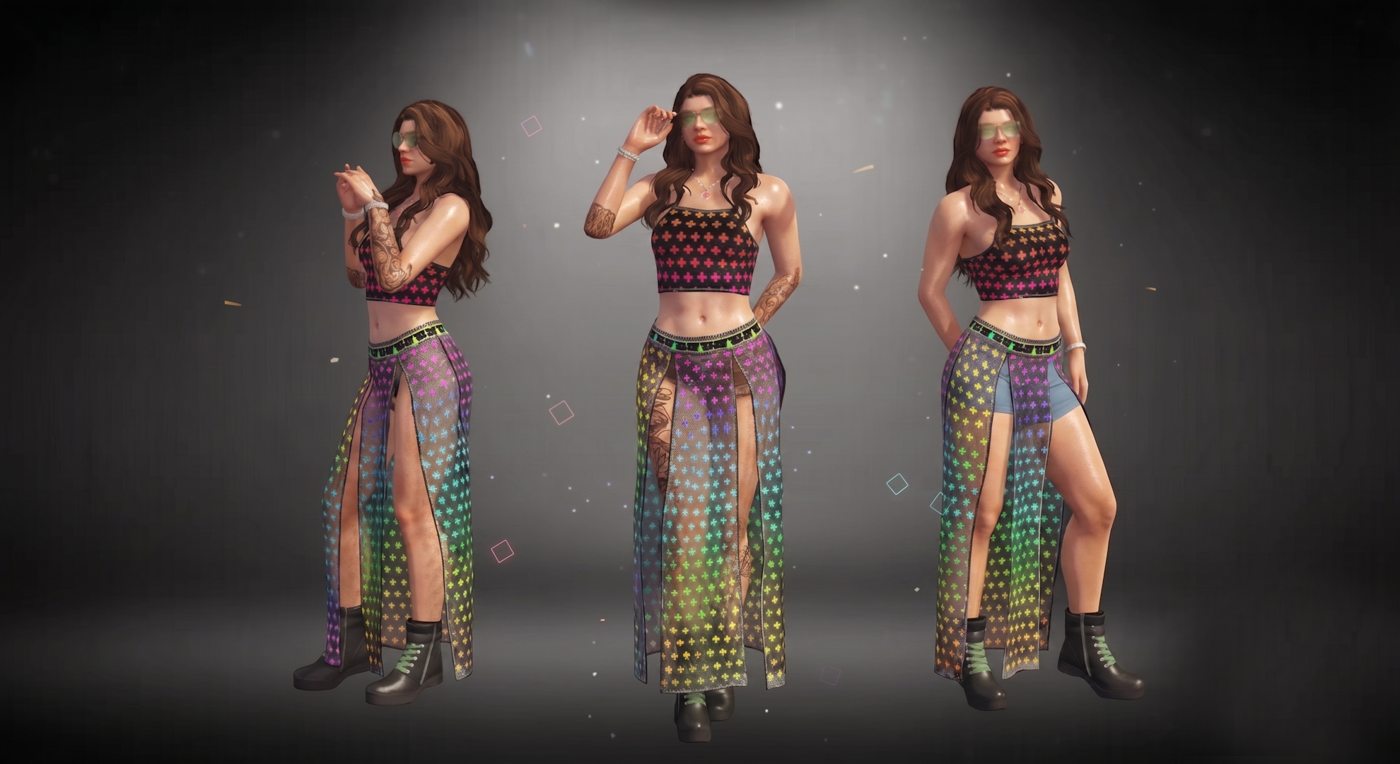 Rainbow Mesh Skirt  with Physics [Addon]