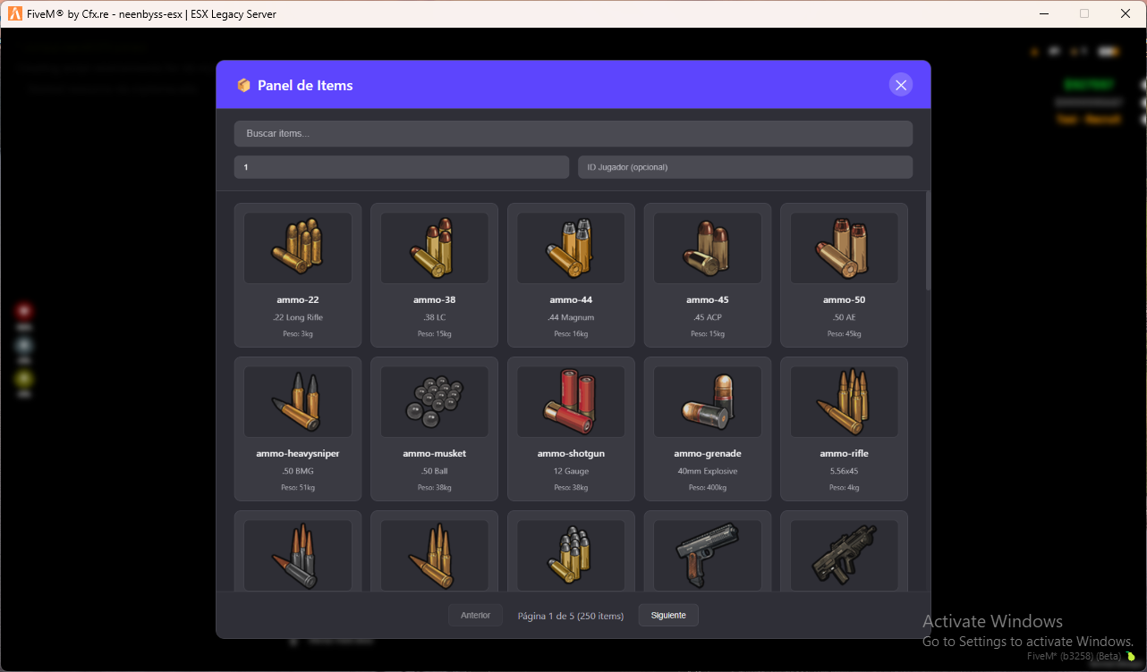 Item Management Panel