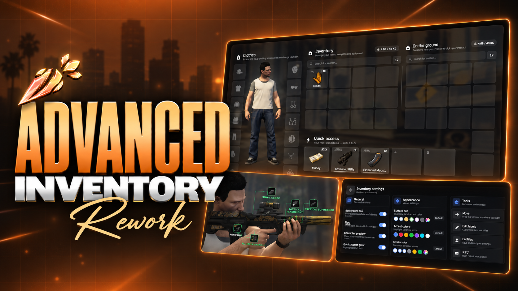 LRD Inventory — Advanced Inventory, Weapon Attachments, Clothing, Shops & Crafting