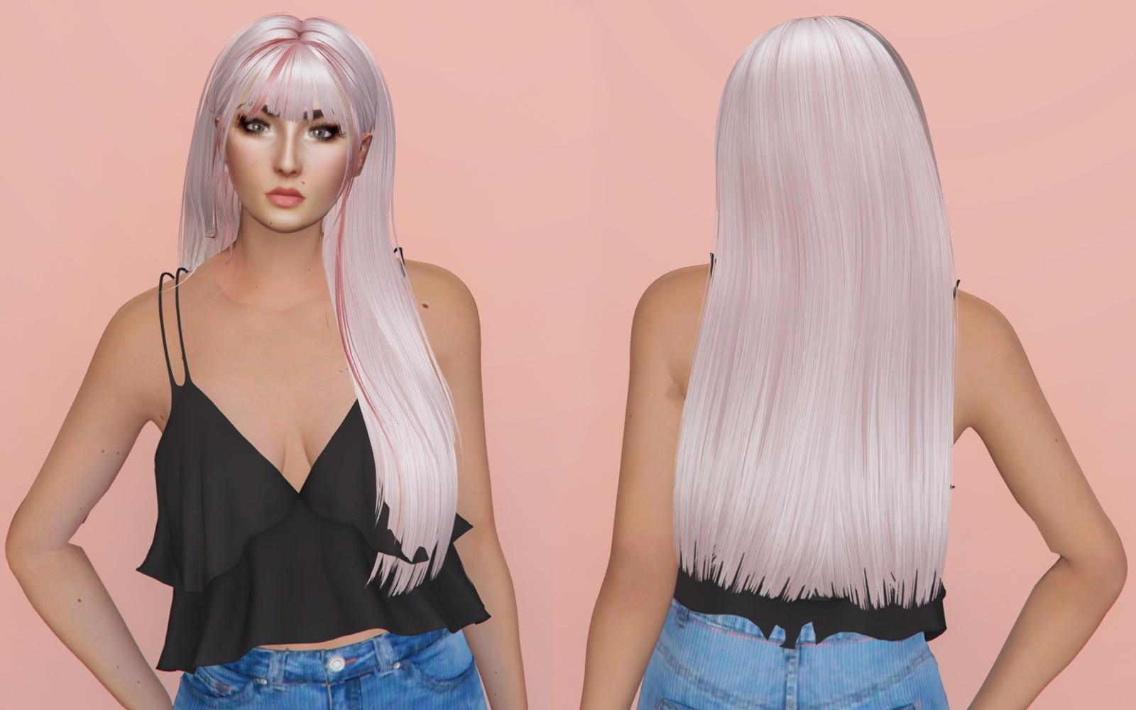 #002 Long Straight Hairstyle With Bangs