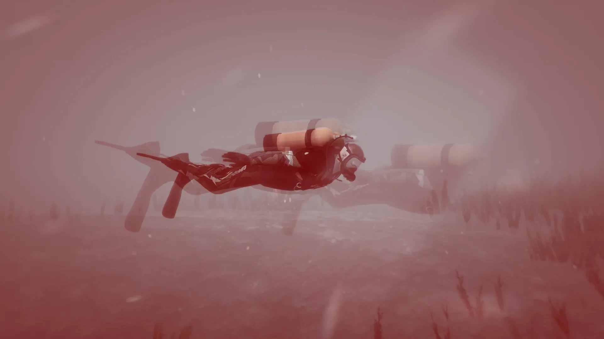 Decompression sickness, shown as a rising red overlay