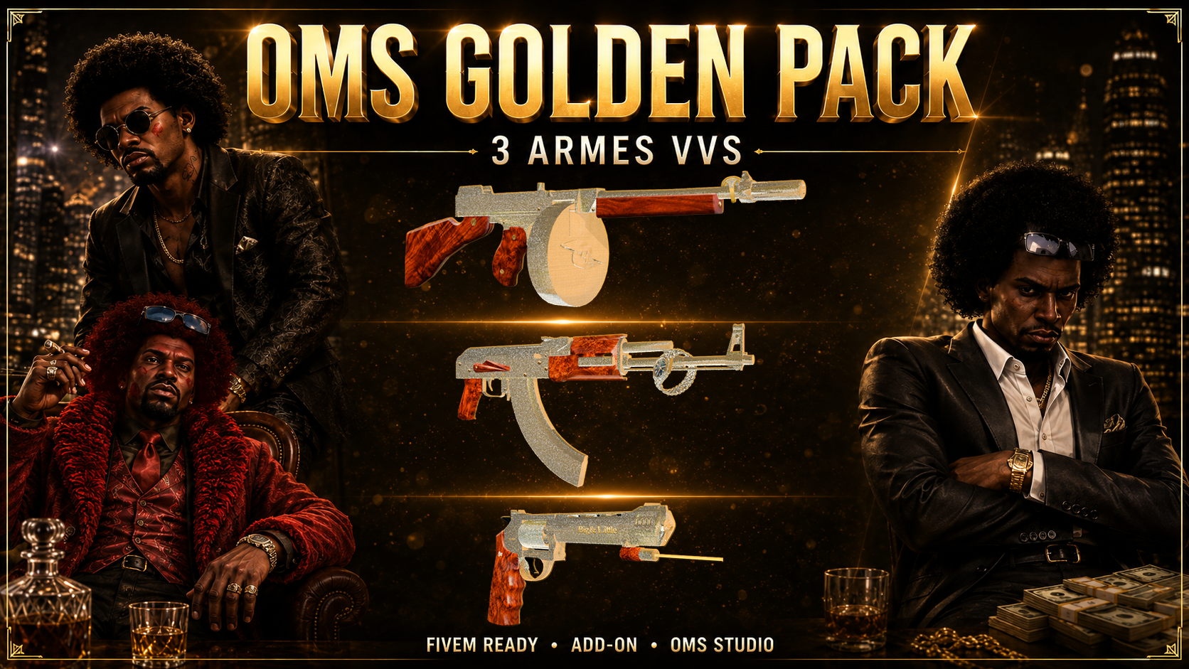 OMS Golden Pack — 3 VVS Gold Add-On Weapons | FiveM Ready