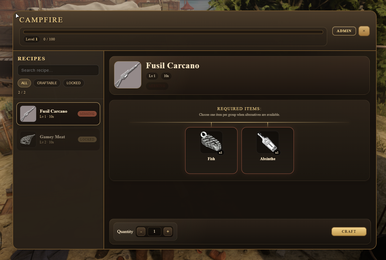 🔨 Craft Menu