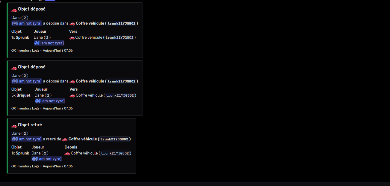 [ZYRA  OX Inventory Logs ]  Logs  {ESCROW}