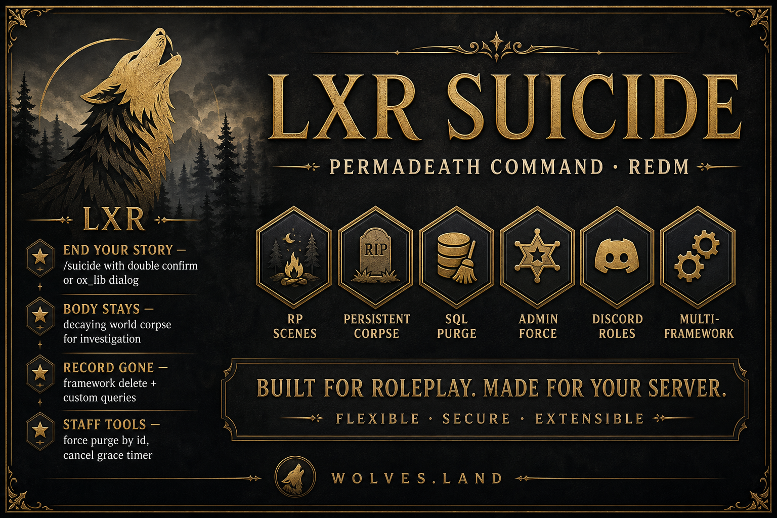 LXR Suicide — RedM Permadeath & Persistent Corpse System