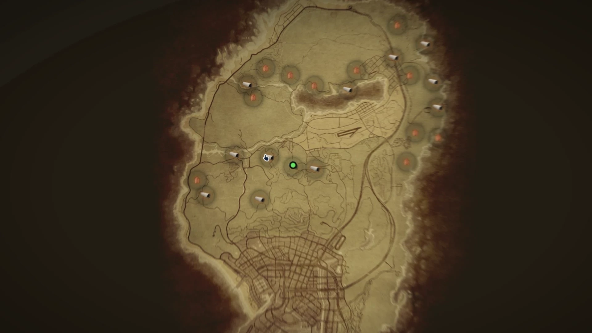 Treasure scanner routing locations on the FiveM map