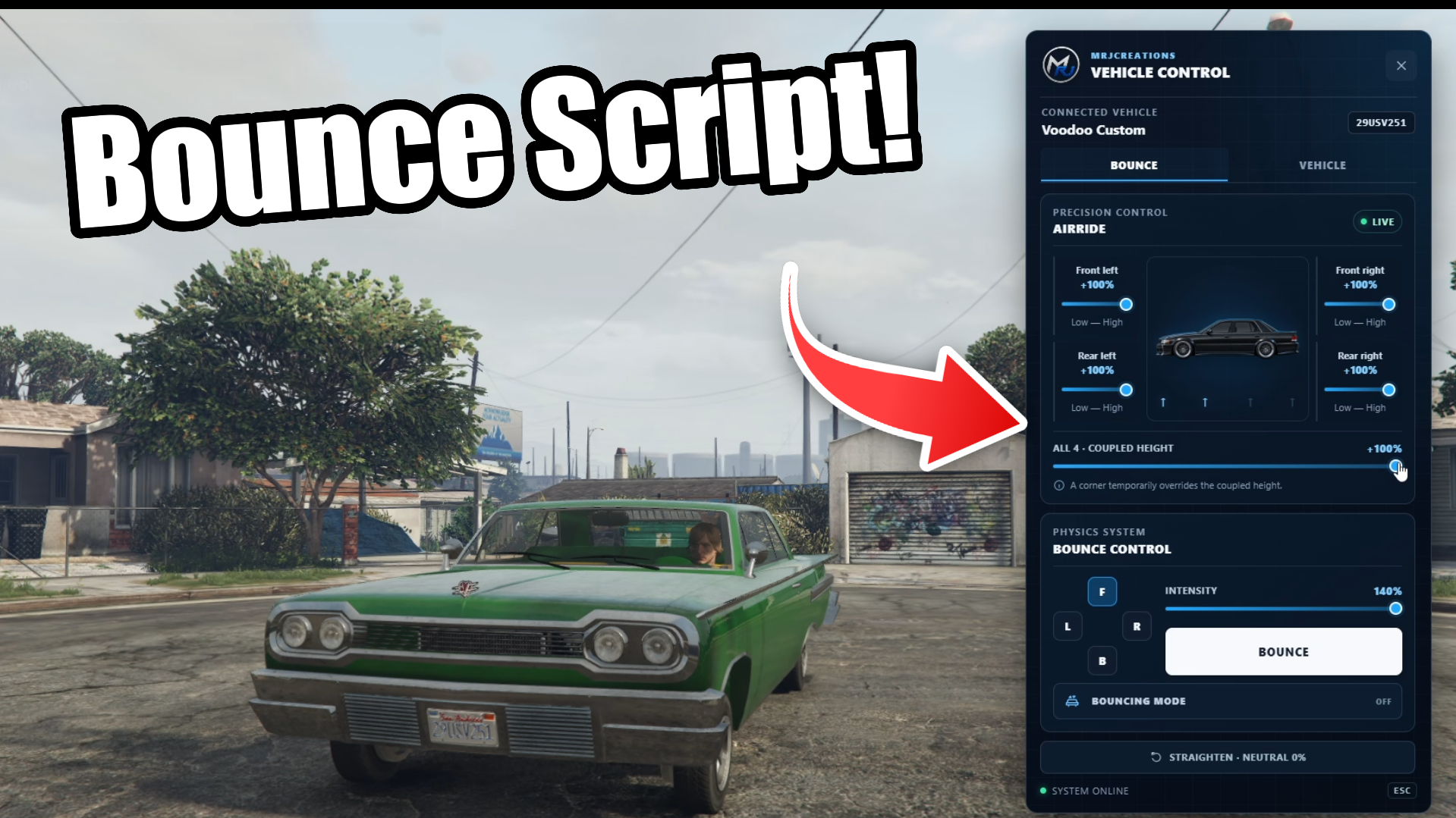 Vehicle Control Menu l & Bounce | Script