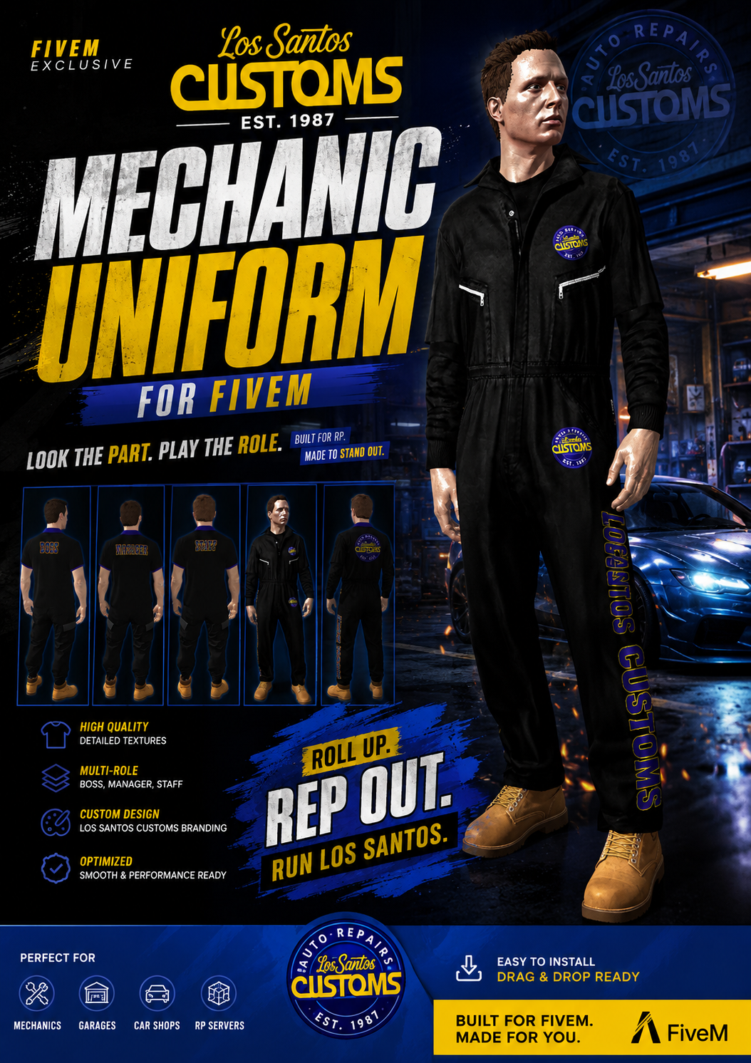 Los Customs Mechanic Uniform Mens