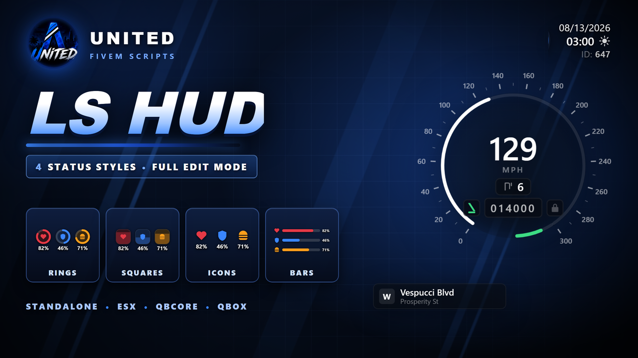 FiveM Hud - Highly Customizable (ESX, QBCore, QBox)