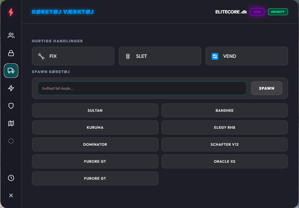 EliteCore Admin Menu