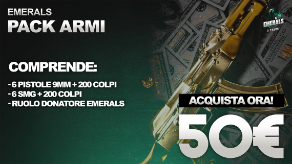 6 PISTOLE 9MM - 6 SMG - 200 COLPI PER ARMA