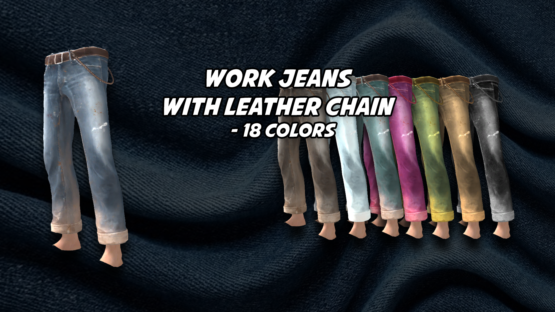 Male Jeans with Leather Chain