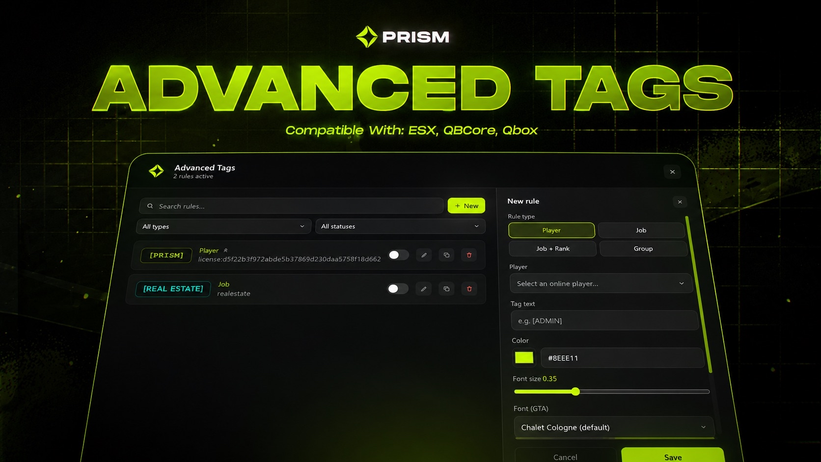 Prism - Advanced Tags