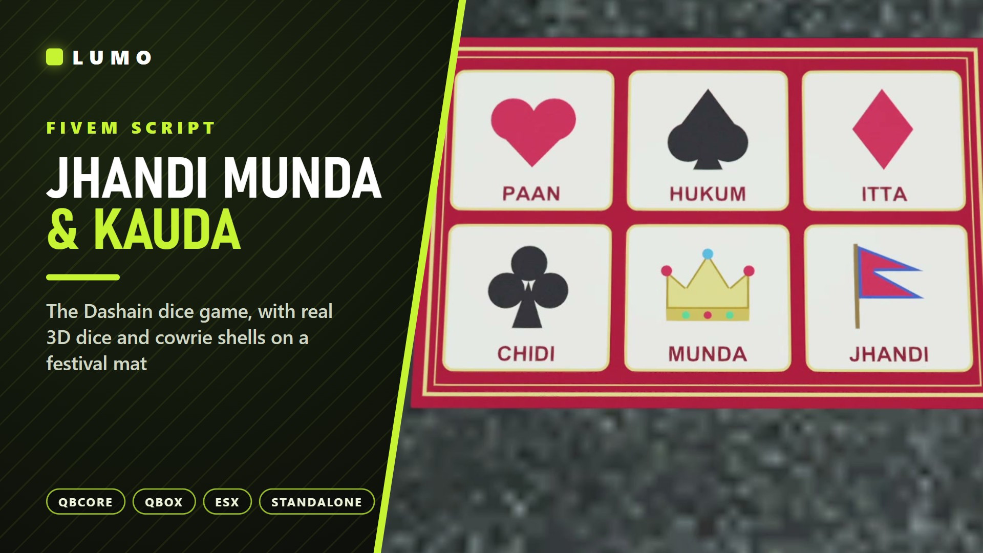 ​Jhandi Munda — 3D Dice & Kauda Betting Table (Escrow)