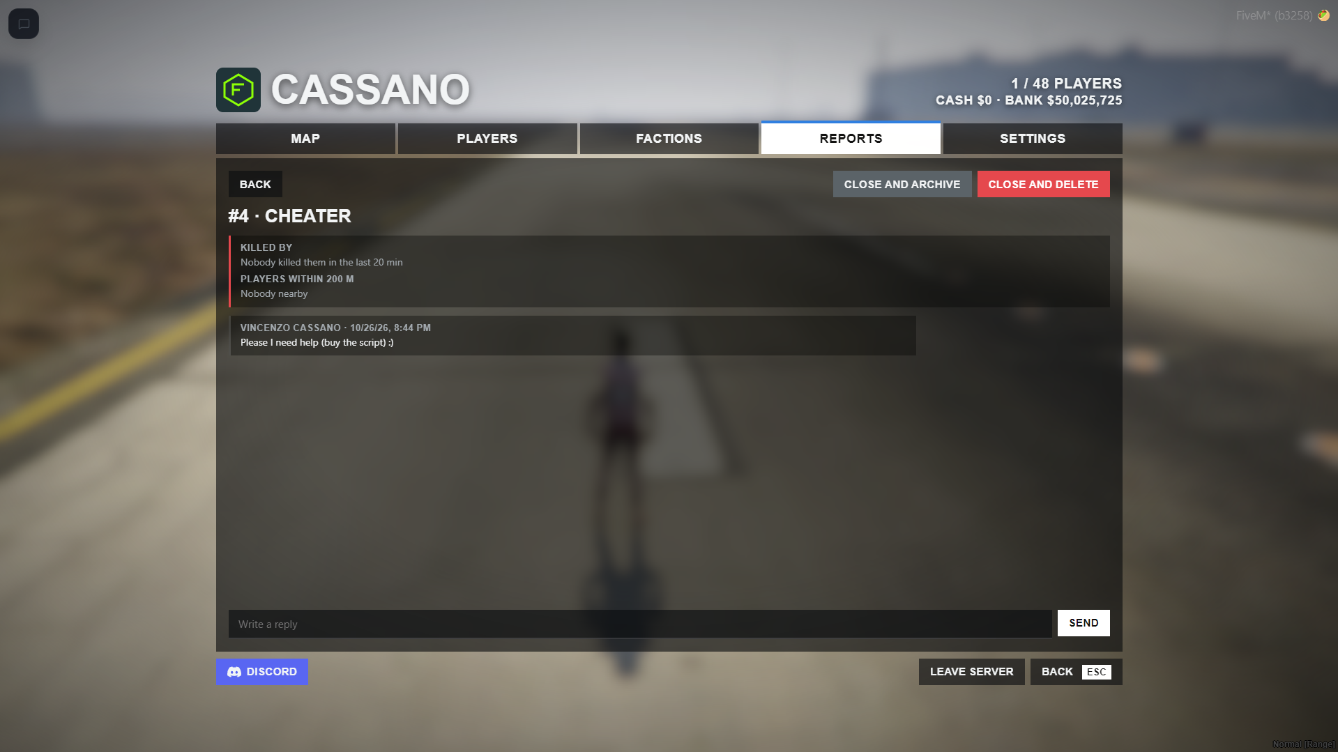 Pause menu