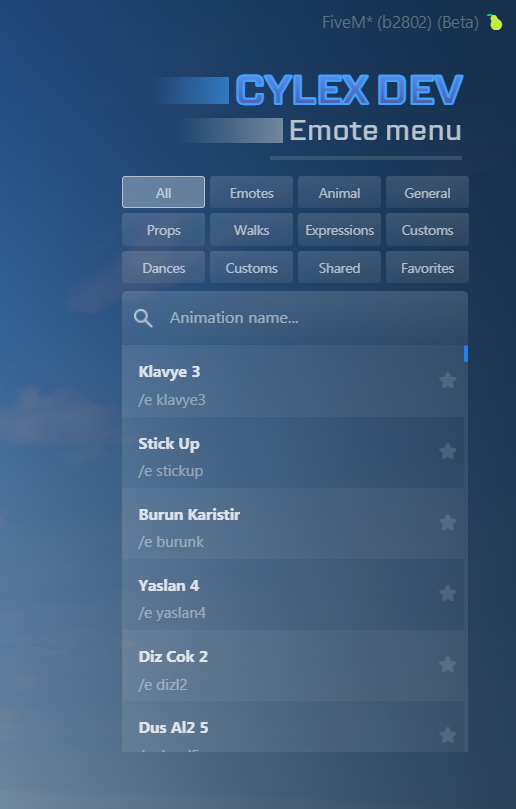 Cylex Animation Menu v1 & Custom Emotes Pack | Open Source