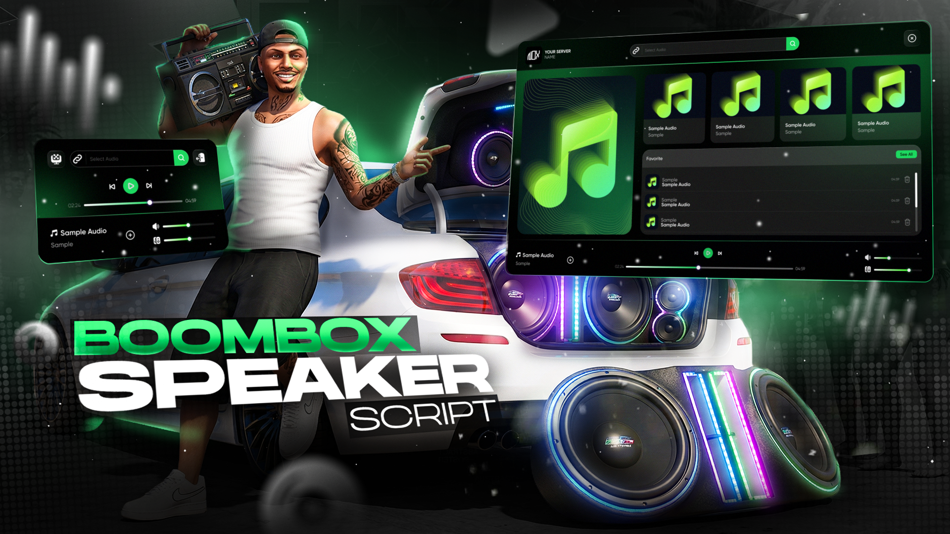 Speaker / Boombox / Caradio - Sync 3D Audio 3 Diffrent Effects - 6 Boombox Model [STANDALONE] | wais