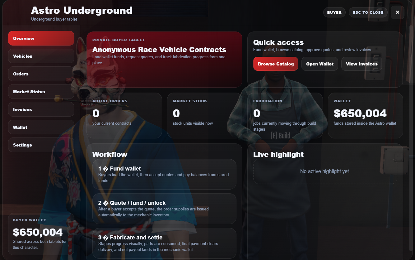 [QBCore] Astro Underground Builds | Anonymous Race Build Market