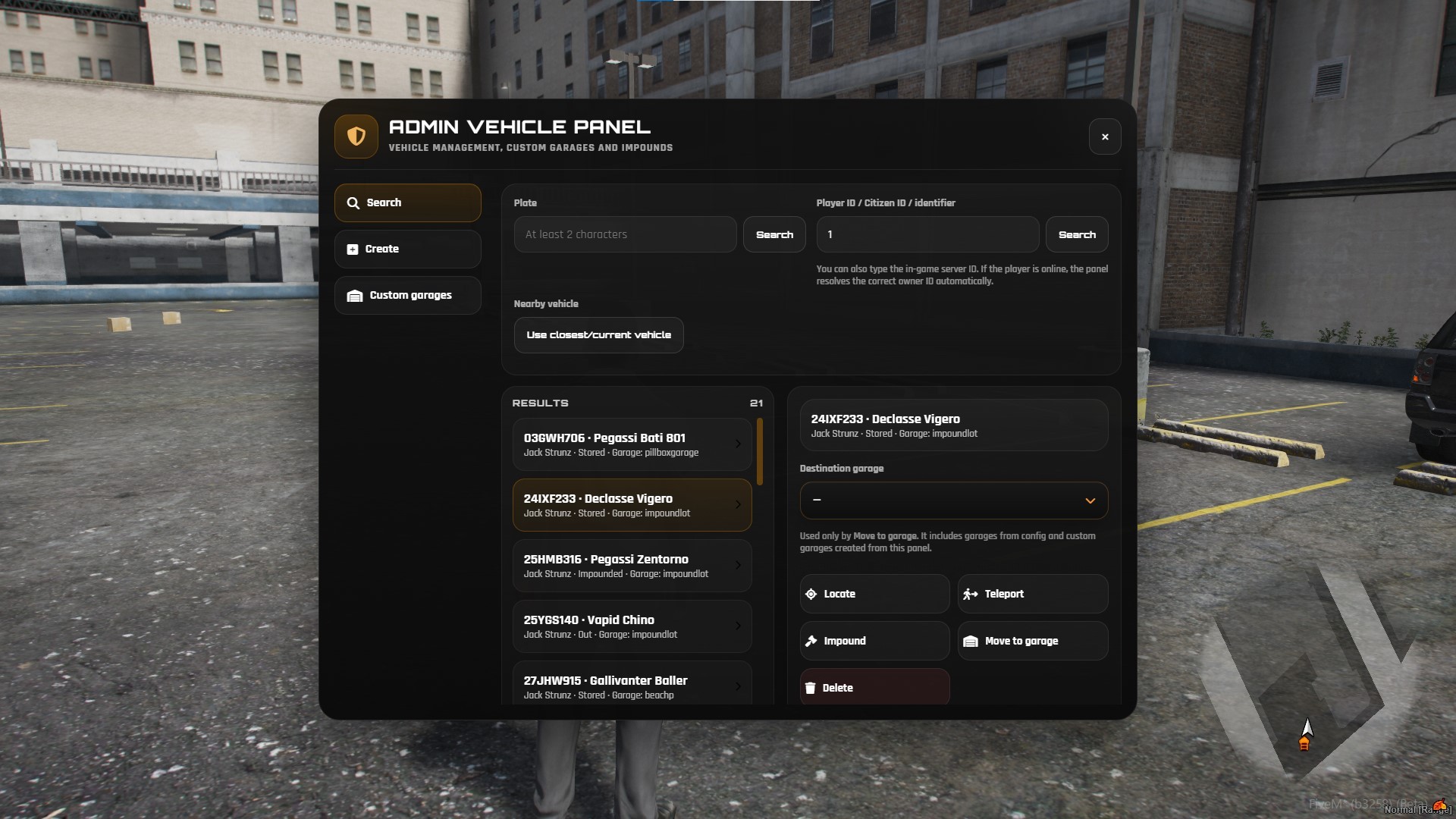 Garage & Persistent Vehicles