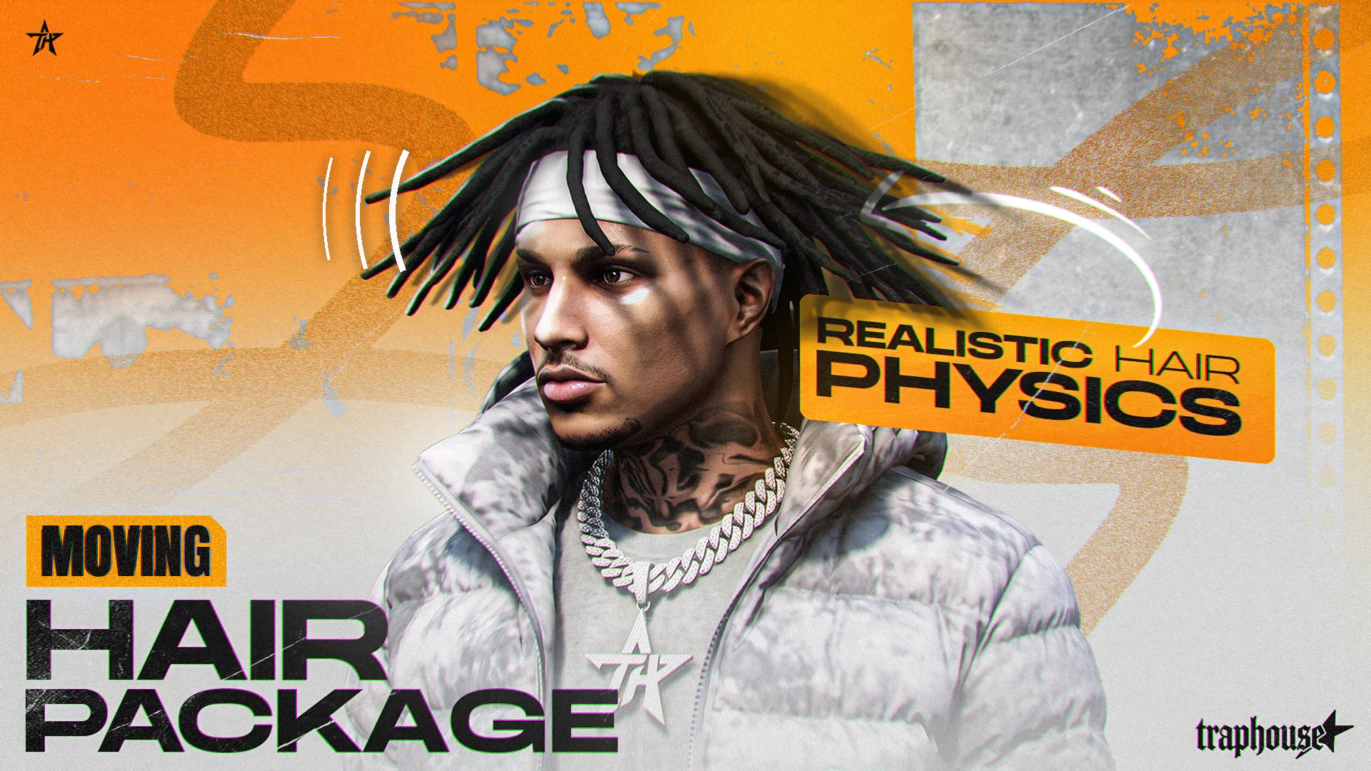 Moving Hair Package – Realistic Hair Physics (10 Hairs + Menu)