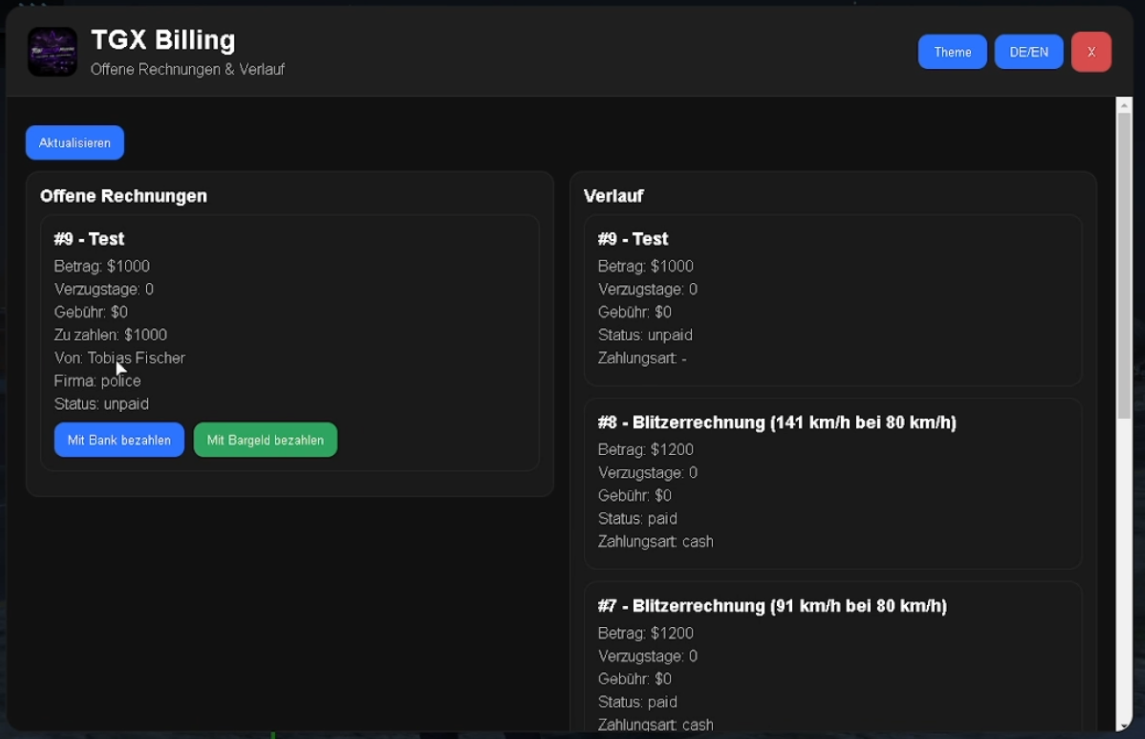 TGX_Billing Script (Beta witere kostenlose Updates!)