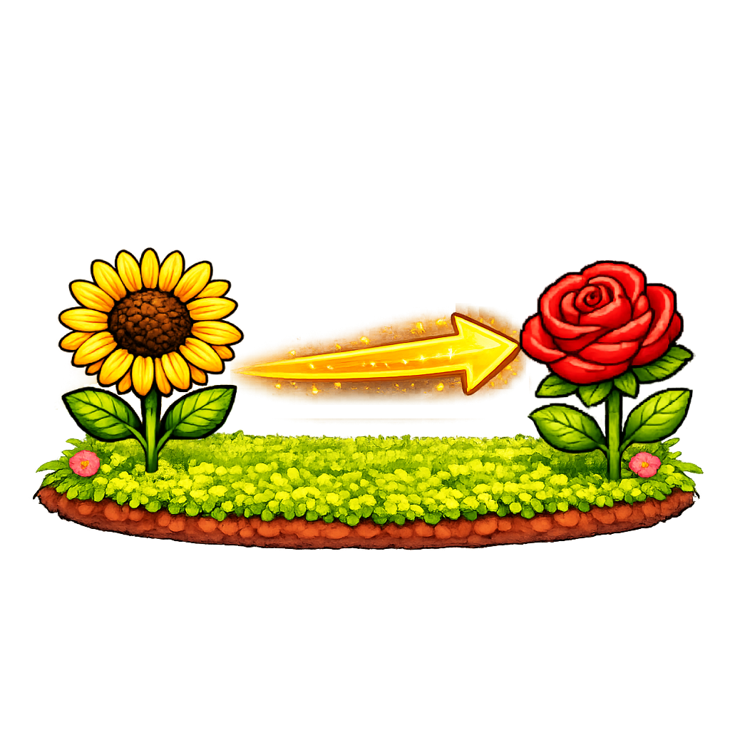 Sunflower -> Rose
